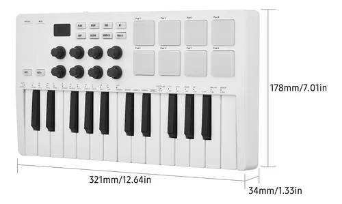 Controlador M-WAVE mini teclado portátil USB y controlador MIDI con 25  teclas