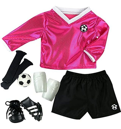 Ropa De Muñecas (18 inch Outfit, Color Fucsia Muñeca Fútbol