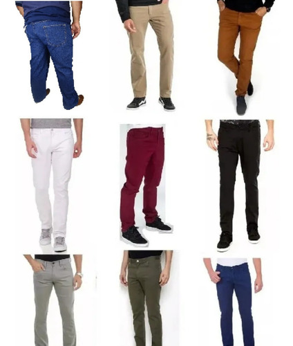 Imagem 1 de 10 de Calça Jeans Sarja Lycra Masculina Plus Size Kit 3 Peças Top