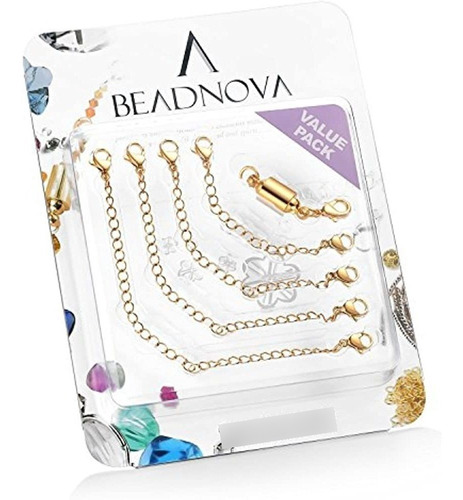 Beadnova Juego De Cadena Extensora De Collar De Acero Inoxid