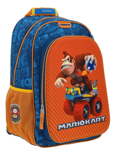 Mochila Grande Escolar Chenson Super Mario Kart Krap Para Niño Primaria Color Azul Diseño De La Tela Termoformado
