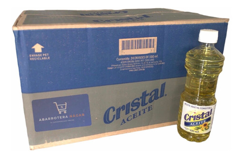 Caja Aceite Cristal Vegetal 24 Piezas De 500ml C/u