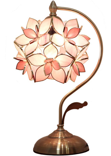 Bieye L10833|lampara De Mesa De Vitral De Azucena Rosa Con B