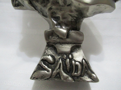Antiguo Busto Bronce Figura Estatua Mujer Árabe Saida 28cm (Usado)