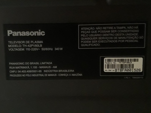 Tv Panasonic Viera 42p Plasma Modelo Th-42pv80lb