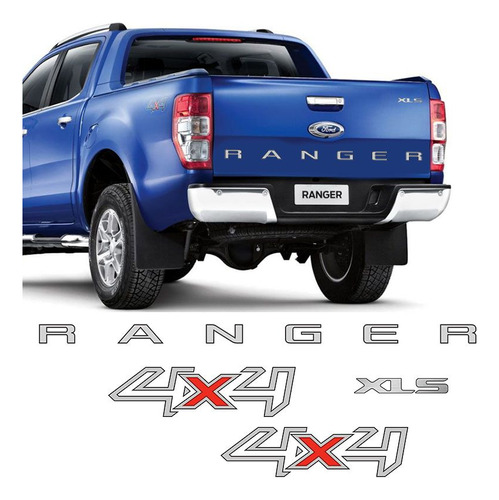Kit Adesivos Ranger 4x4 E Xls Ford Ranger 13/16 Faixa Prata