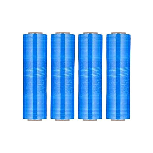 Psbm Rollos De Película Elástica Azul, Paquete De 4, 18 PuLG