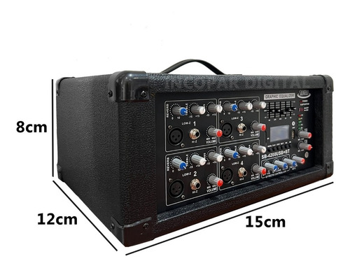 Consola Potenciada 4 Canal Bt/sd/usb 300w Mixer Amplificador