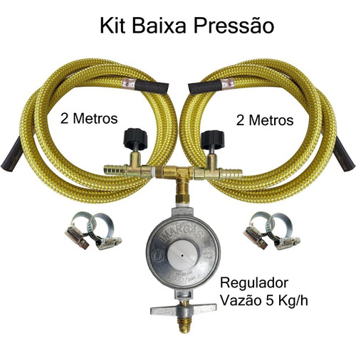 Imagem 3 de 5 de Registro De Gás P13 Duplo 2 Mang 2mt 3/8 Forno Cooktop Nbr13