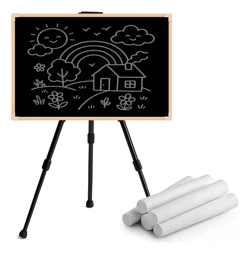 Lousa Preto Infantil 40x30 Quadro Educativo Suporte Com Giz