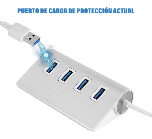 Imagen 7 de 8 de Hub Multipuerto Usb 4 Puertos 3.0 Para iMac O Pc, Plateado