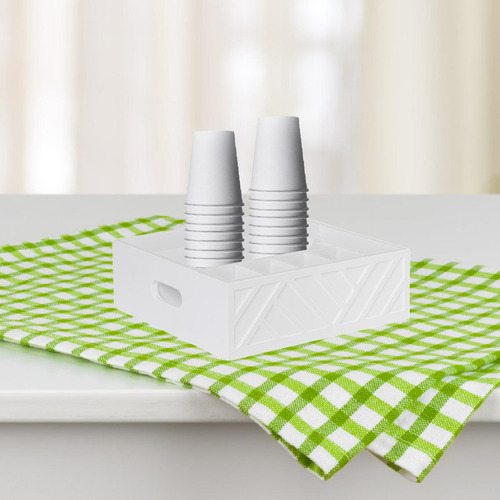Organizador De Platos De Papel Para Encimera, Soporte Blanco