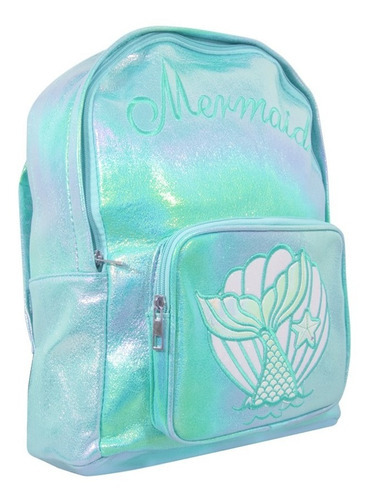 Mochila Con Diseño De Cola De Sirena Tornasol Color Celeste Diseño De La Tela Lona