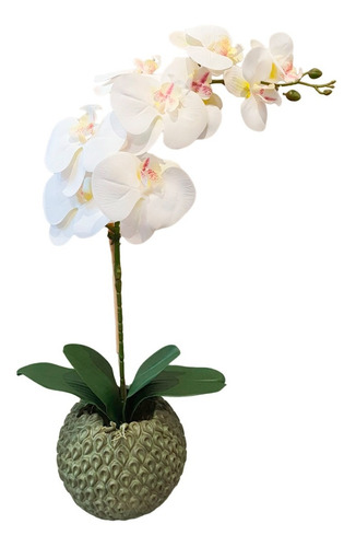 Orquídea Silicone No Vaso Escultural Tipo Coral Natural Luxo