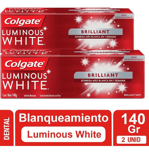 Pasta Dientes Colgate Luminous White 140gr Pack 2 Unidad