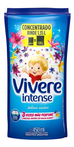 Imagen 4 de 10 de Suavizantes Vivere Concentrado Felices Sueños 450 Ml