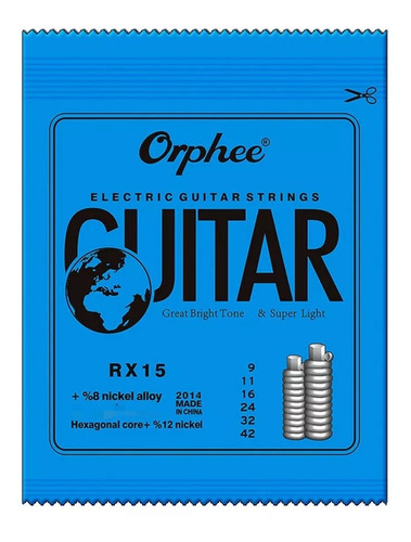 Cuerdas Para Guitarra Eléctrica Orphee Rx15 09-42