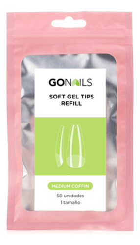 Go Nails Tips Soft Gel Coffin 50pcs (varios Tamaños)