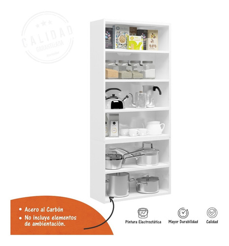 Imagen 4 de 10 de Alacena Doble 70 Cm 6 Puertas Bertolini Blanca