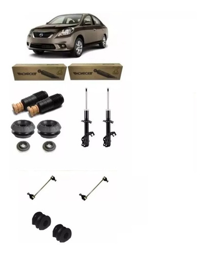 Par Amortecedor Monroe + Bieleta Kits Dianteiro Nissan Versa