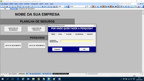 Planilha Para Cadastro E Controle De Segurado E Seguradora
