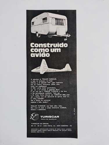Propaganda Original De Revista Trailer Turiscar Década 1970