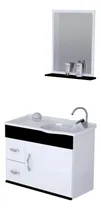 Comprar Móveis para banheiro A. J. Rorato Siena 55 de 55.5cm de largura, 44.5cm de altura e 27.9cm de profundidade, com pia colorida branco e móveis brancou002Fpreto com um furo para torneiras