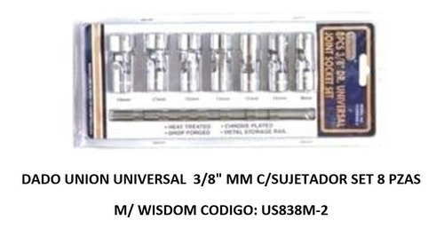 Dado Union Universal 3/8 -mm Con Sujetador Set 8 Pzas