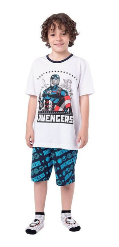  Pijama Jersey Marvel Limos_avengers Blanco Azul