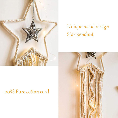Decoración De Atrapasueños De Luna Y Estrella, 2 Piezas Boho