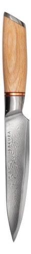 Cuchillo Utility Sendai Sakura Light Pakkawood Damasco 23 Cm