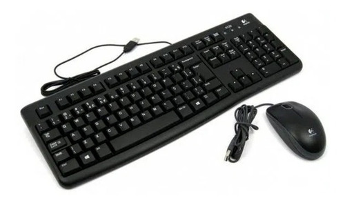Kit Teclado Mouse Logitech Mk120 Abnt2 Com Ç Com Fio Usb