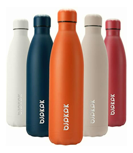 Bjpkpk Stainless Steel Water Bottles -25oz/750ml -insulated Color Naranja (orange Cap)