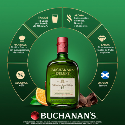 Imagen 6 de 6 de Whisky Buchanan's deluxe 12 años blended scotch 750 ml