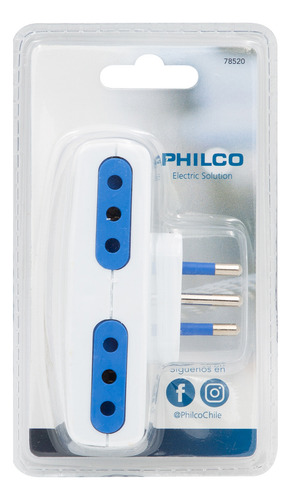 Enchufe Cuádruple 2p + T 10a 250v, Blanco, Philco
