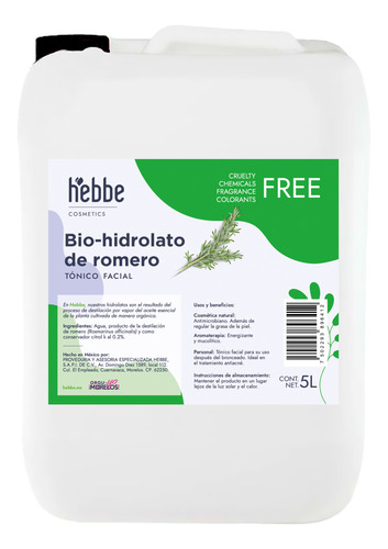 Bio Hidrolato De Romero 100% Natural 5 Litro