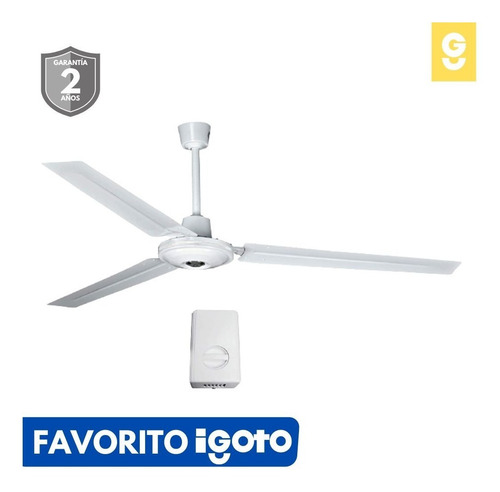 Ventilador De Techo Igoto V5601 Con 3 Palas De Metal Color B 1.422 M Blanco Blanco Metal 3