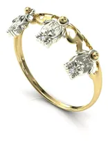 Comprar Anel Vazado 18k 3 Pingentes Cachorro S Diamantes - Cor Ouro