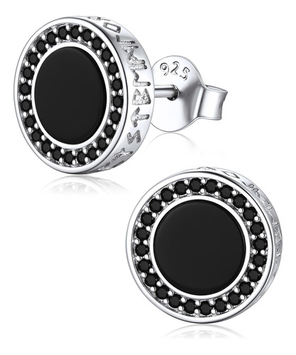 Chicsilver Pendientes De Ónix Negro De Plata De Ley 925, Pen