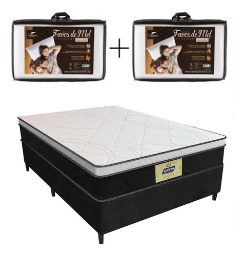 Sommier Colchon 2 Plazas Espuma + Almohada De Fibra Regalo