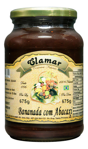 Bananada com Abacaxi Artesanal Clamar 675g Natural sem Conservantes