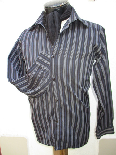 Camisa Negra A Rayas Talla S Marca Dalmazzo Original For Men