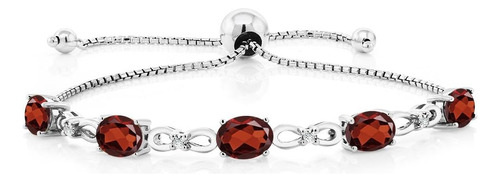 Gem Stone King Pulsera De Tenis De Plata De Ley 925 Con Gran