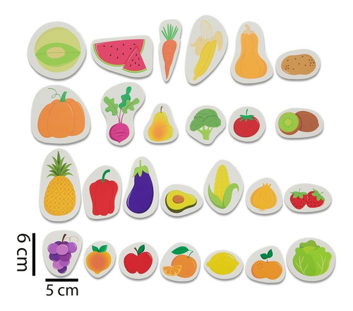 Imagen 4 de 10 de Vegetales Al Agua. Figuras De Goma Eva Para El Baño
