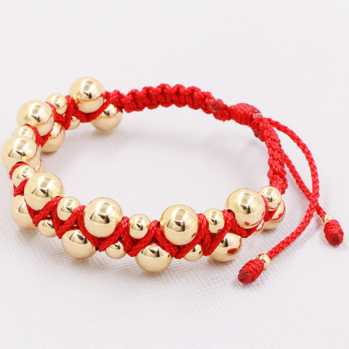 Pulsera Tejida Macramé En Oro Laminado 18k