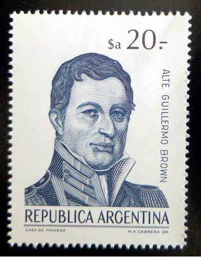 Argentina, Sello Gj 2147 Alte G. Brown $a 20 1983 Mint L9763