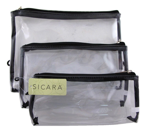 Juego De 3 Bolsas Para Cosméticos Transparentes Sicara (paqu