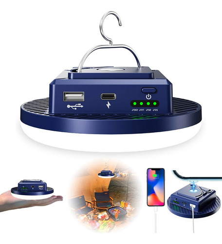 Luz Led Portátil Para Tienda De Campaña, 4 Modos, 7200 Mah