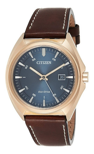 Reloj Citizen Ecodrive Analog Aw157311l Hombre Color de la malla Marrón Color del bisel Dorado Color del fondo Azul