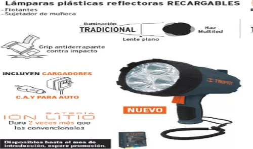 Lámpara recargable de led alta potencia, 1500 lm, 5 W